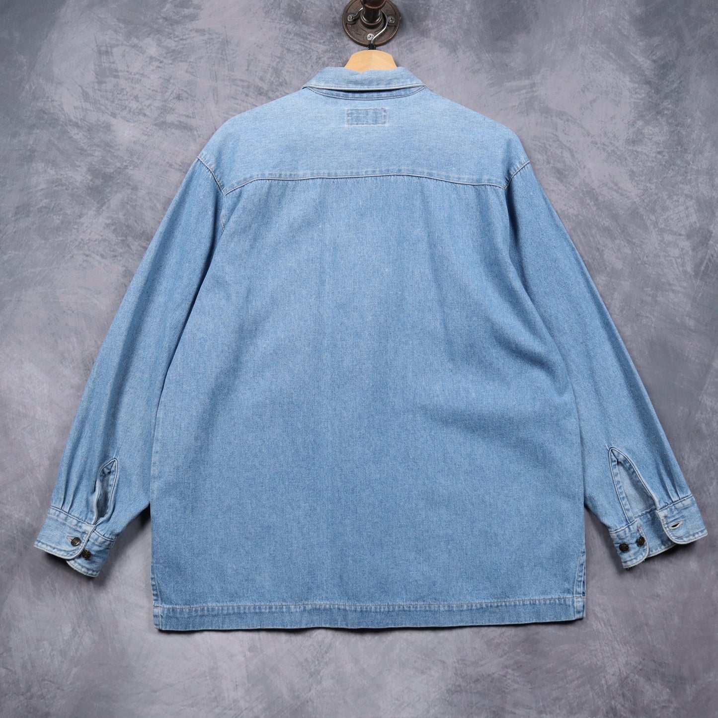 90s Light Wash Bill Blass Jeans Denim Zip Up Shirt 4819
