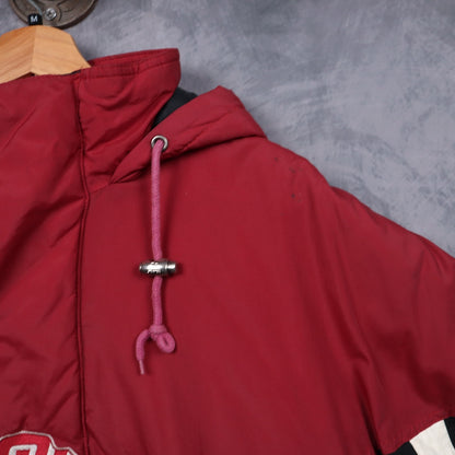 90s Red Oklahoma Sooners Starter Hooded Puffer Jacket 5068