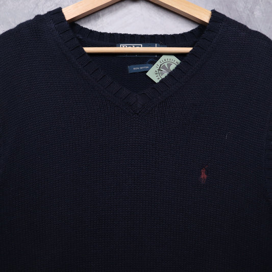 90s Navy Blue Polo Ralph Lauren Knit Sweater Vest 4714