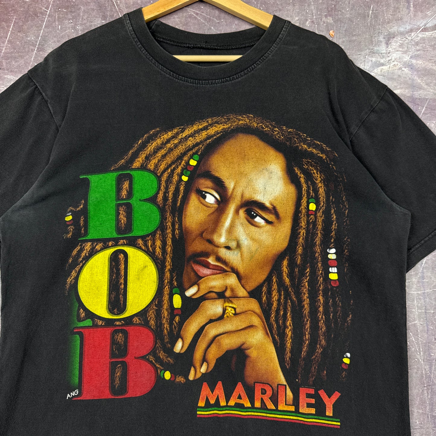 Early 00s Black Bob Marley Rap Tee Style Graphic Shirt L 2845