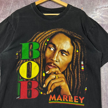 Early 00s Black Bob Marley Rap Tee Style Graphic Shirt L 2845