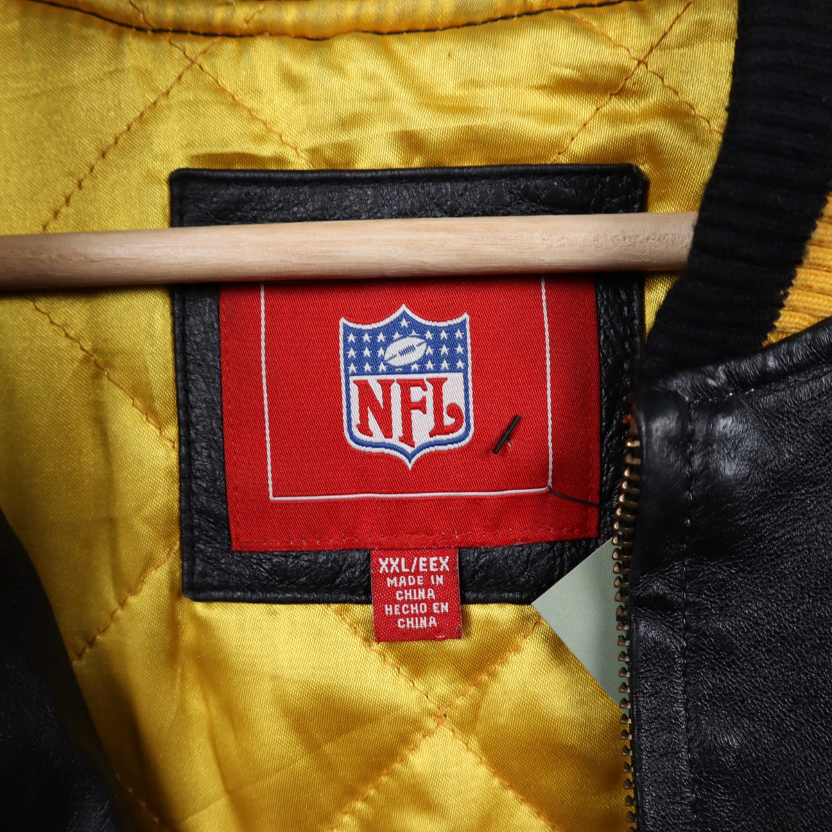 00s Black Pittsburgh Steelers Leather Bomber Jacket 6496