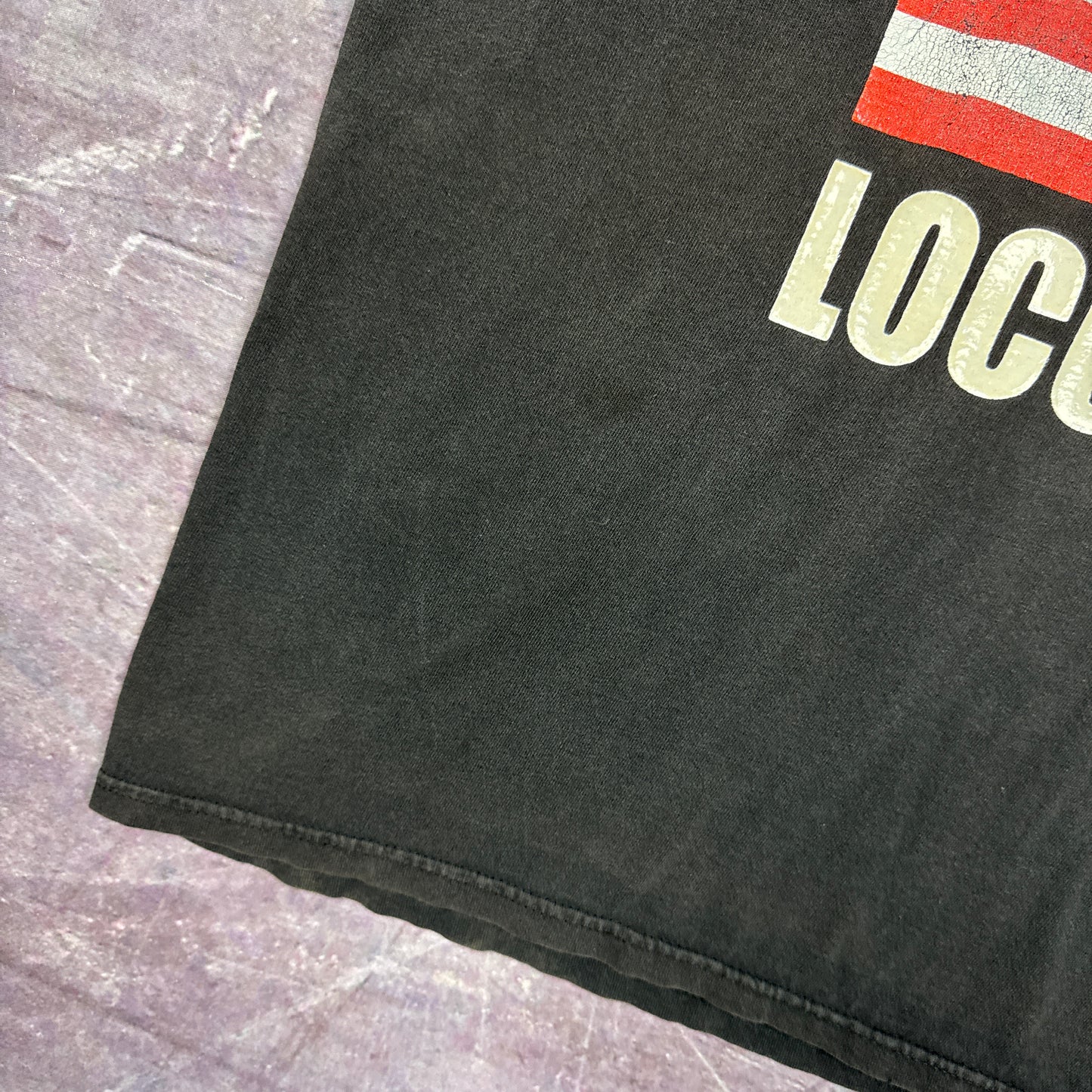 2001 Faded Black United Locobazooka USA Flag Graphic Shirt XL 2813