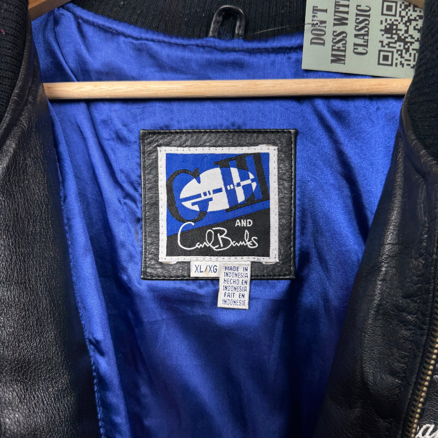 90s Black and Blue Indianapolis Colts Leather Jacket 4285