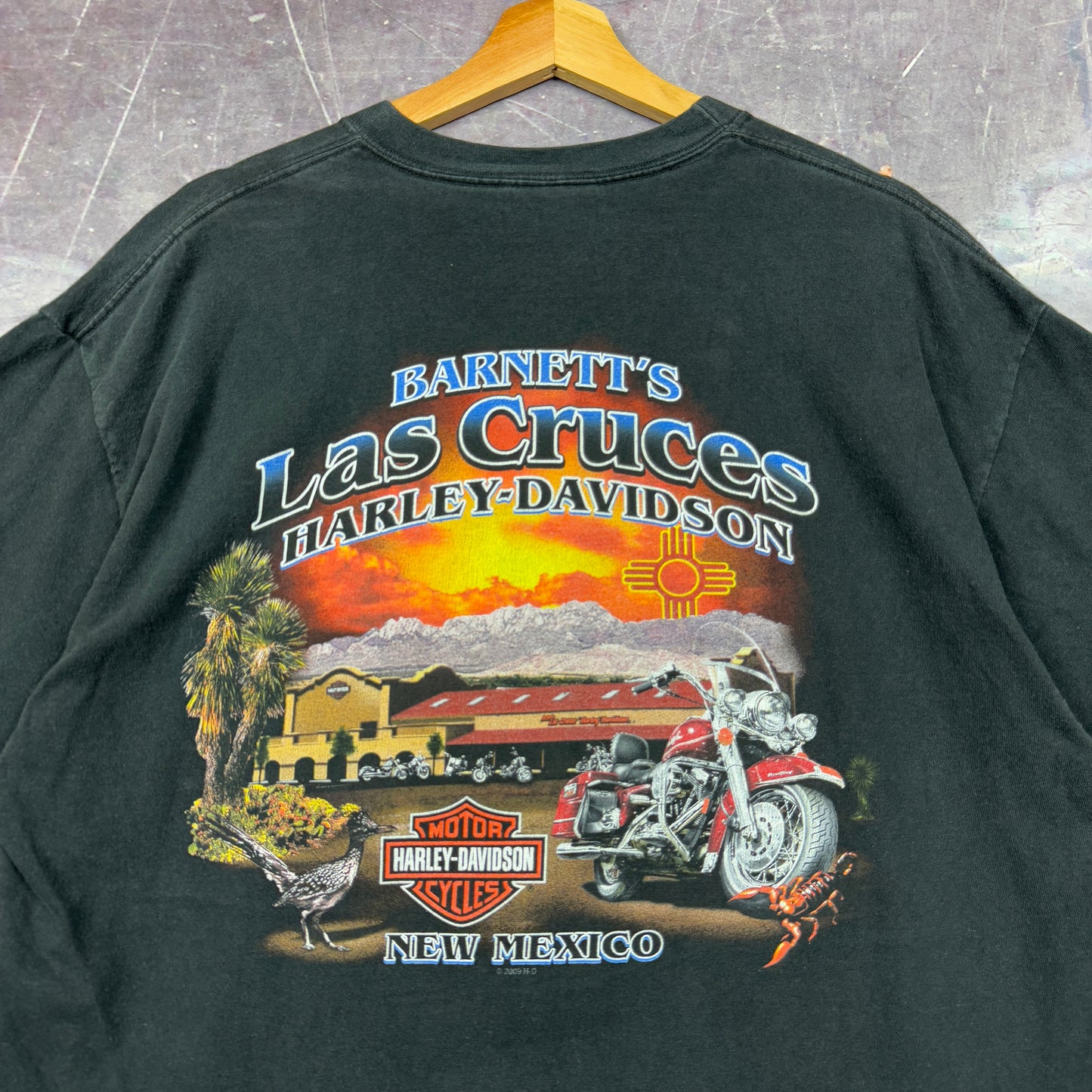 00s Faded Black Harley Davidson New Mexico Motorcycle Graphic Shirt XL 0922