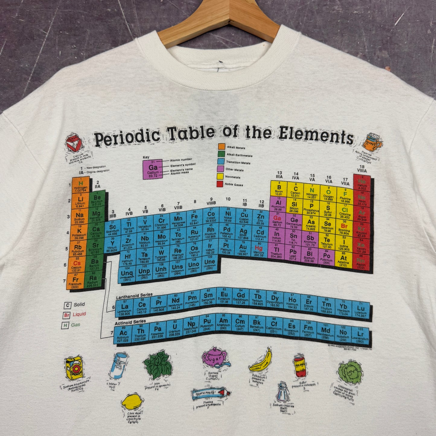 90s White Periodic Table Of The Elements Graphic Shirt L 1031