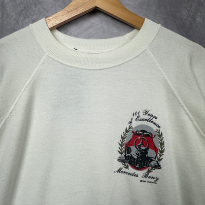 80s White Mercedes Benz Crewneck Sweatshirt 3991