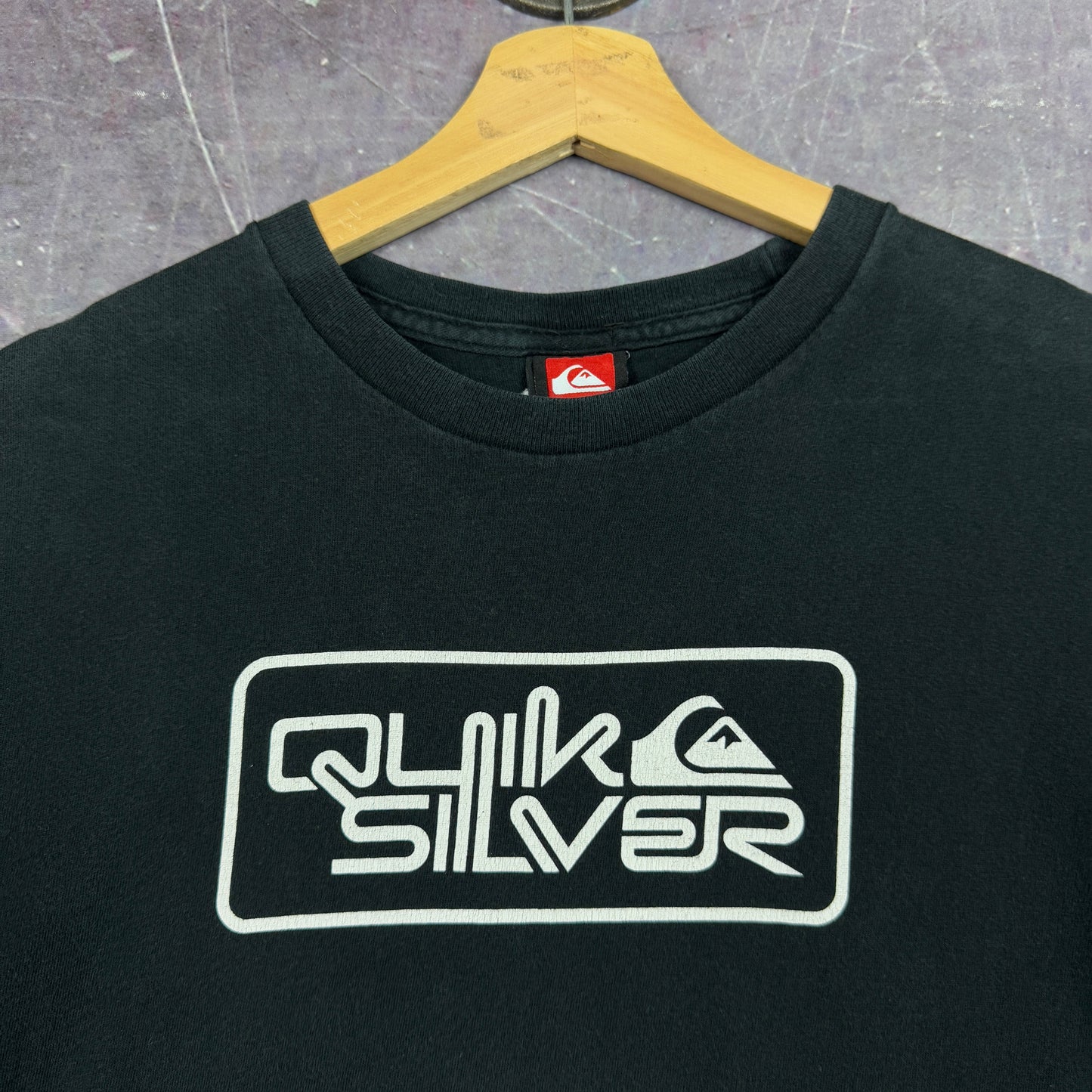 Early 00s Black Quick Silver Logo Spellout Essential Shirt L 1158