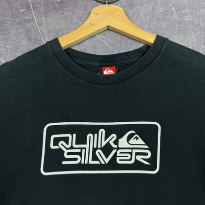 Early 00s Black Quick Silver Logo Spellout Essential Shirt L 1158