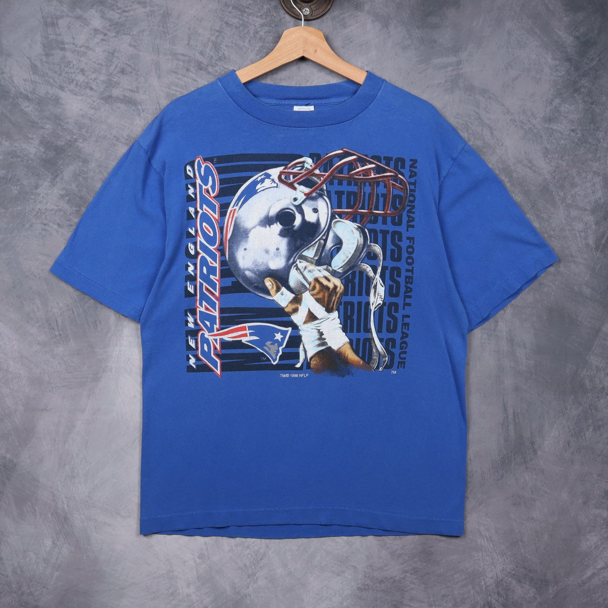 1996 Blue New England Patriots Helmet Shirt 6577