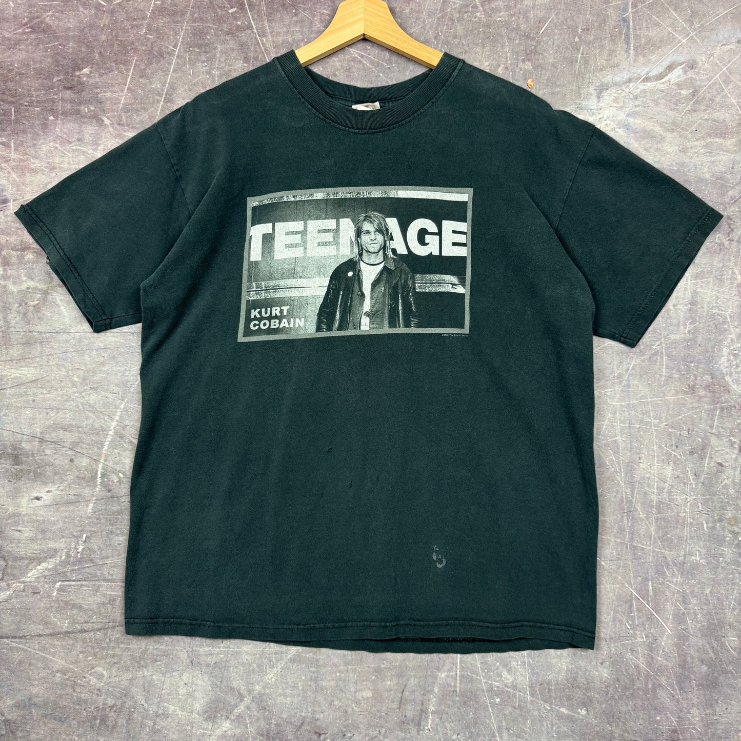 Early 00s Faded Black Kurt Cobain Teenage Graphic Shirt L 0858