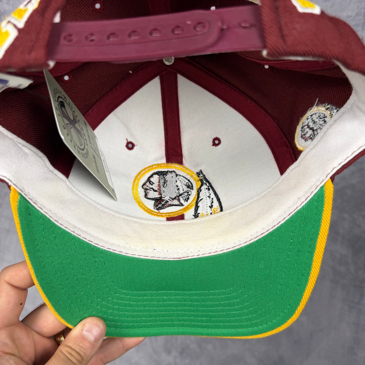 90s Red Washington Redskins American Needle Blockhead Snapback Hat 6809