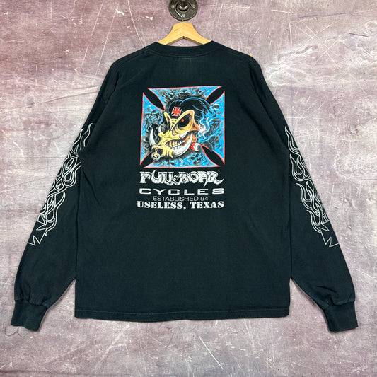 90s Full Boar Choppers Flame Sleeve Shirt 3040