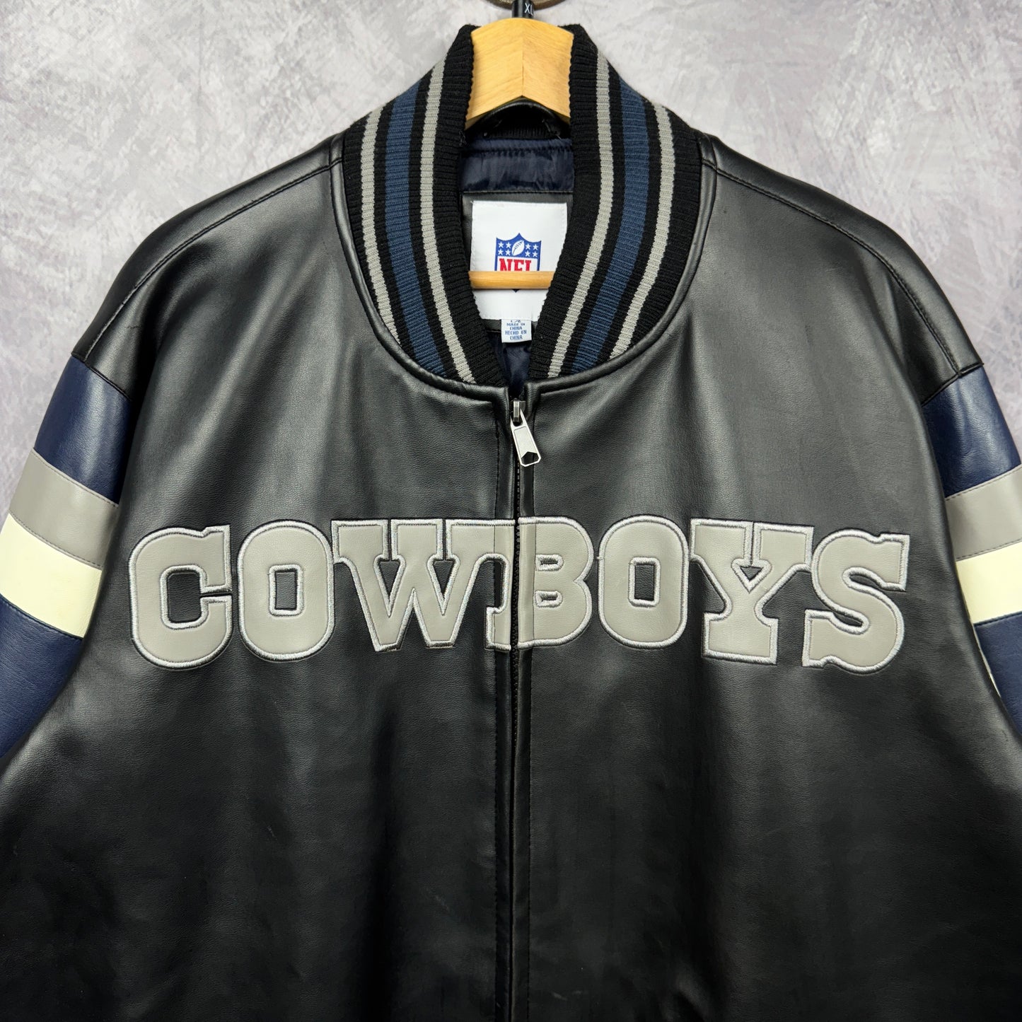 00s Black Dallas Cowboys Leather Jacket 4090