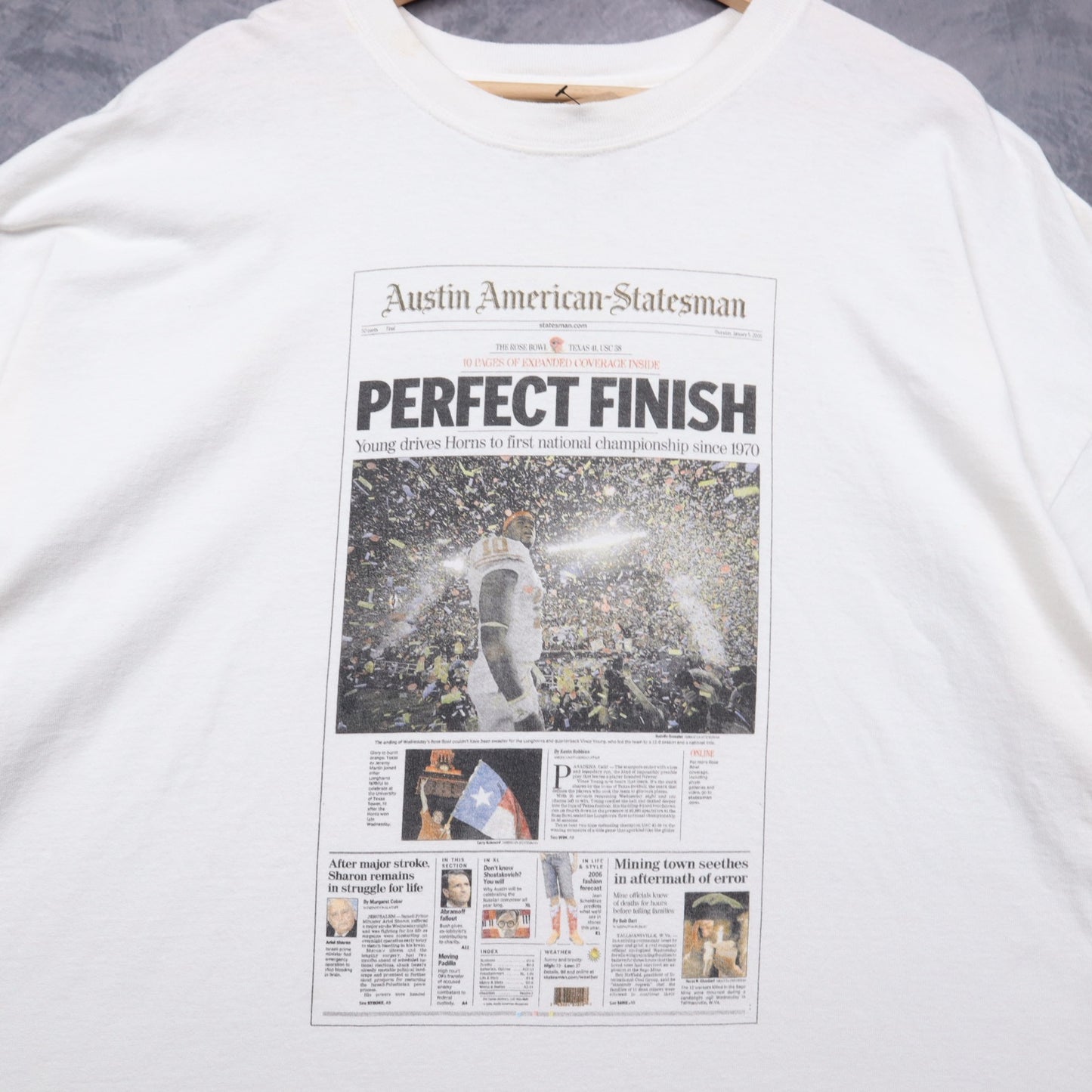 2006 White Texas Longhorns Perfect Finish Austin American-Statesman Shirt 5732