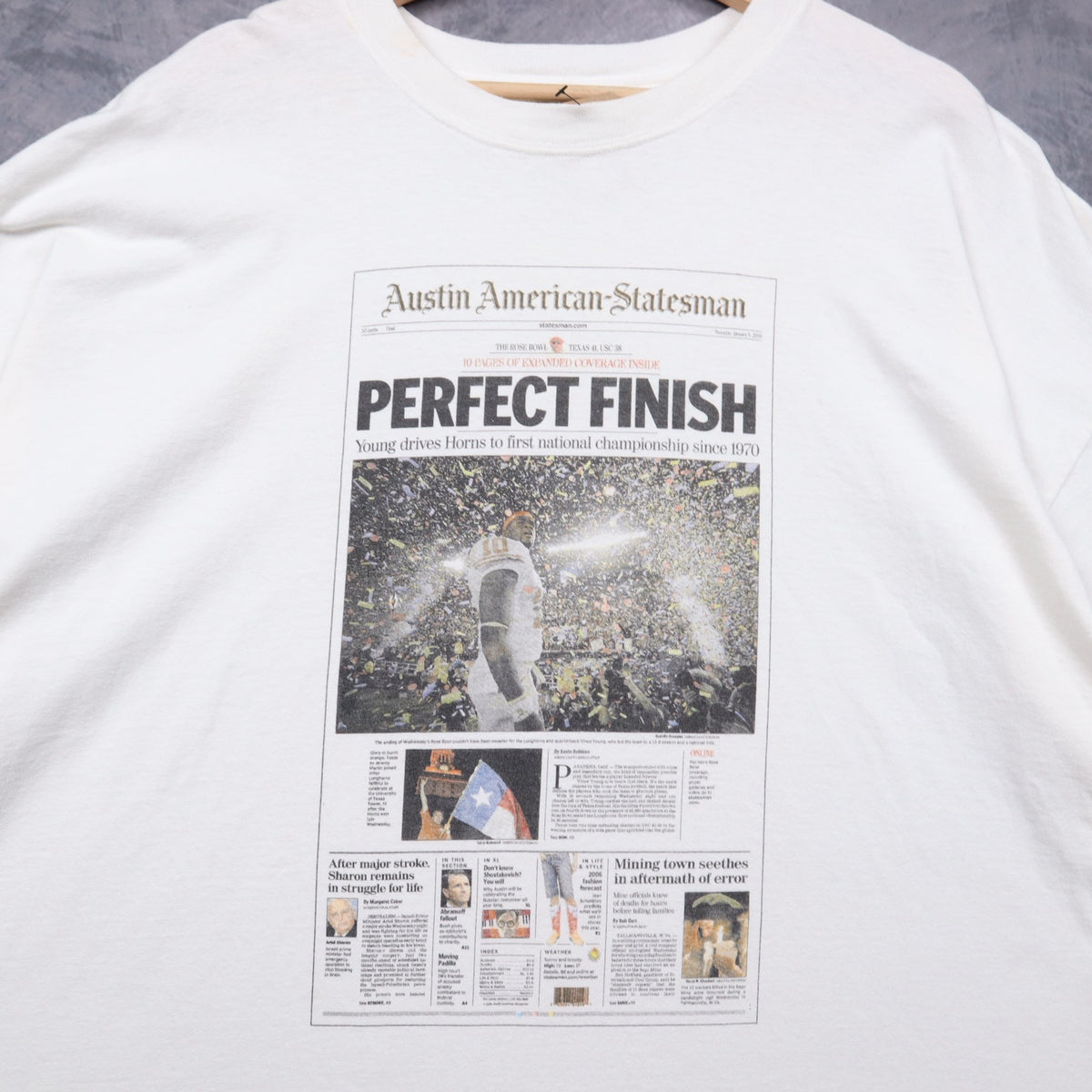 2006 White Texas Longhorns Perfect Finish Austin American-Statesman Shirt 5732