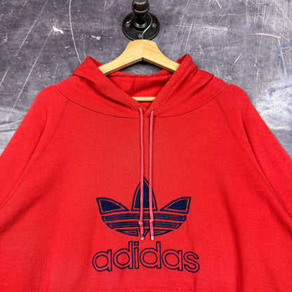 80s Red Adidas Trefoil Logo Hoodie L 0058