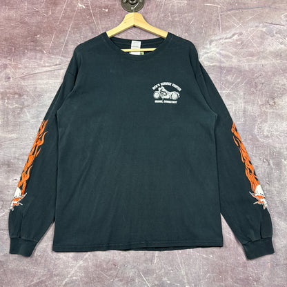 00s Black Ben's Motorcycle Flame Sleeve Shirt 3107