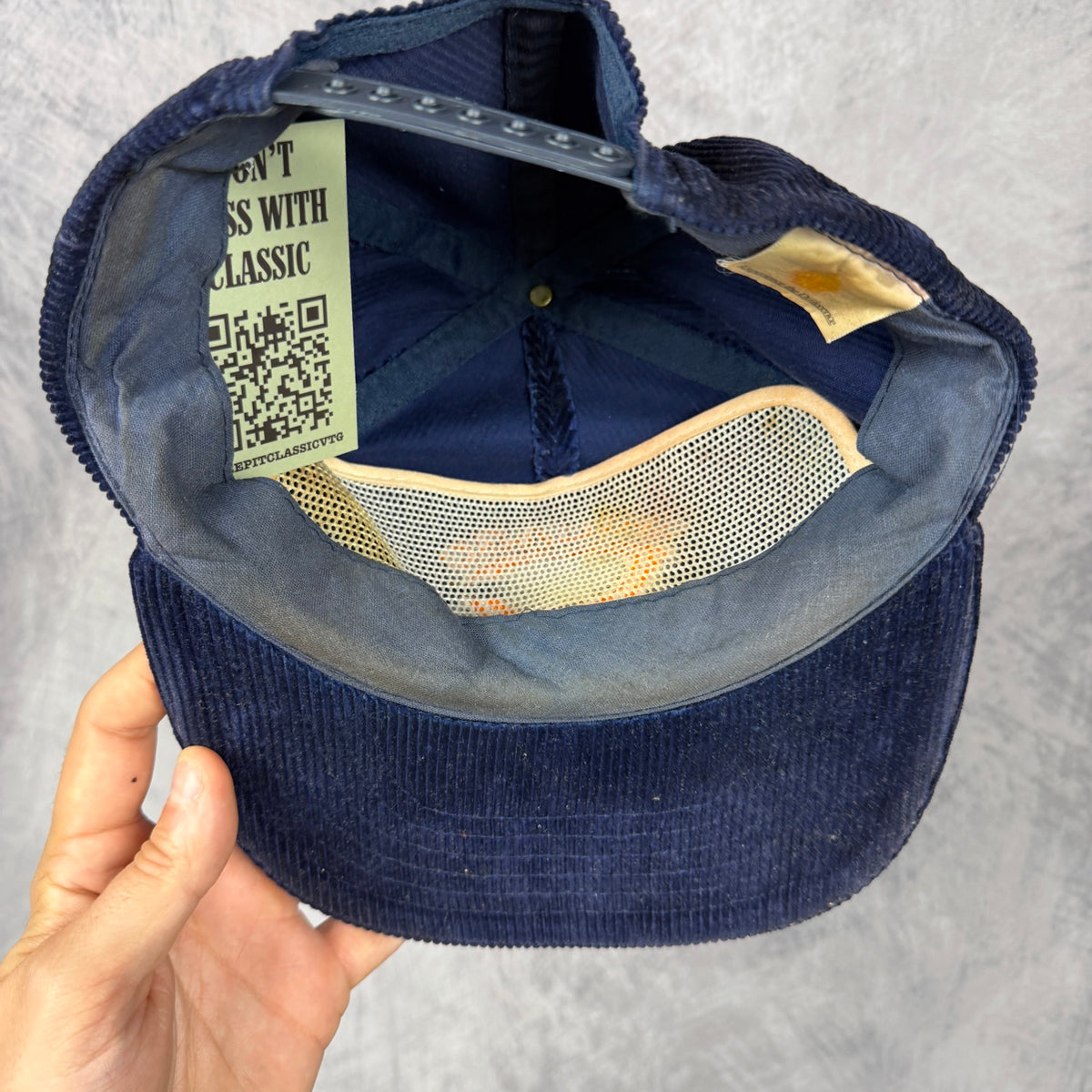 90s Navy Blue Chicago Bears Corduroy Snapback Hat 6813