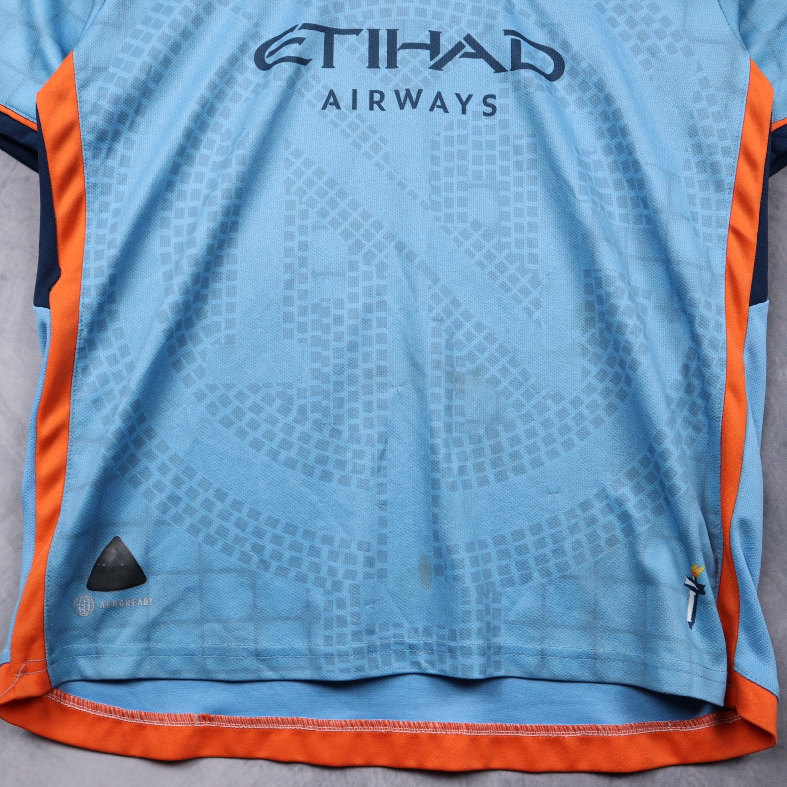 Early 2020s Light Blue New York City FC Etihad Adidas Soccer Jersey 5612