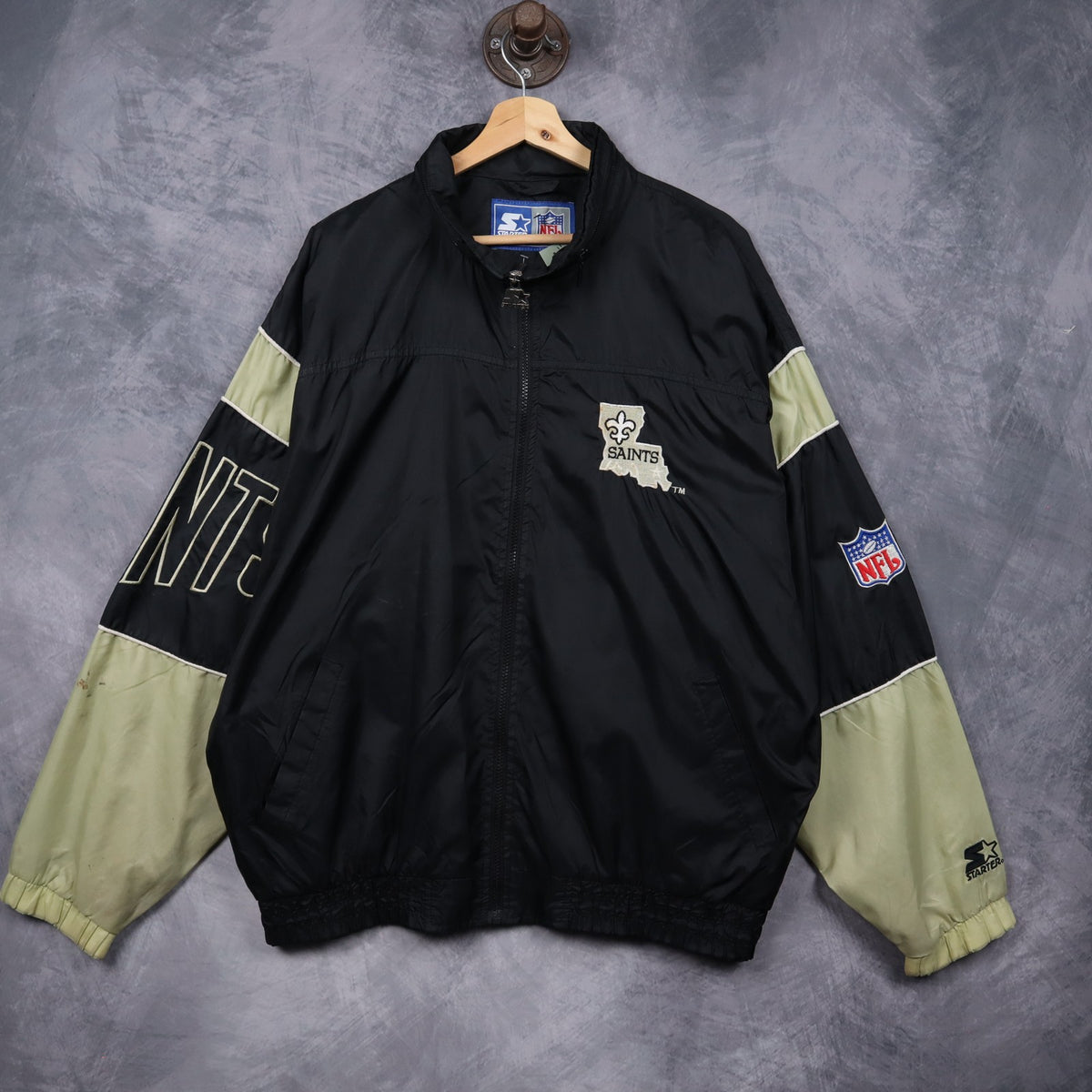 90s Black New Orleans Saints Starter Windbreaker 6526