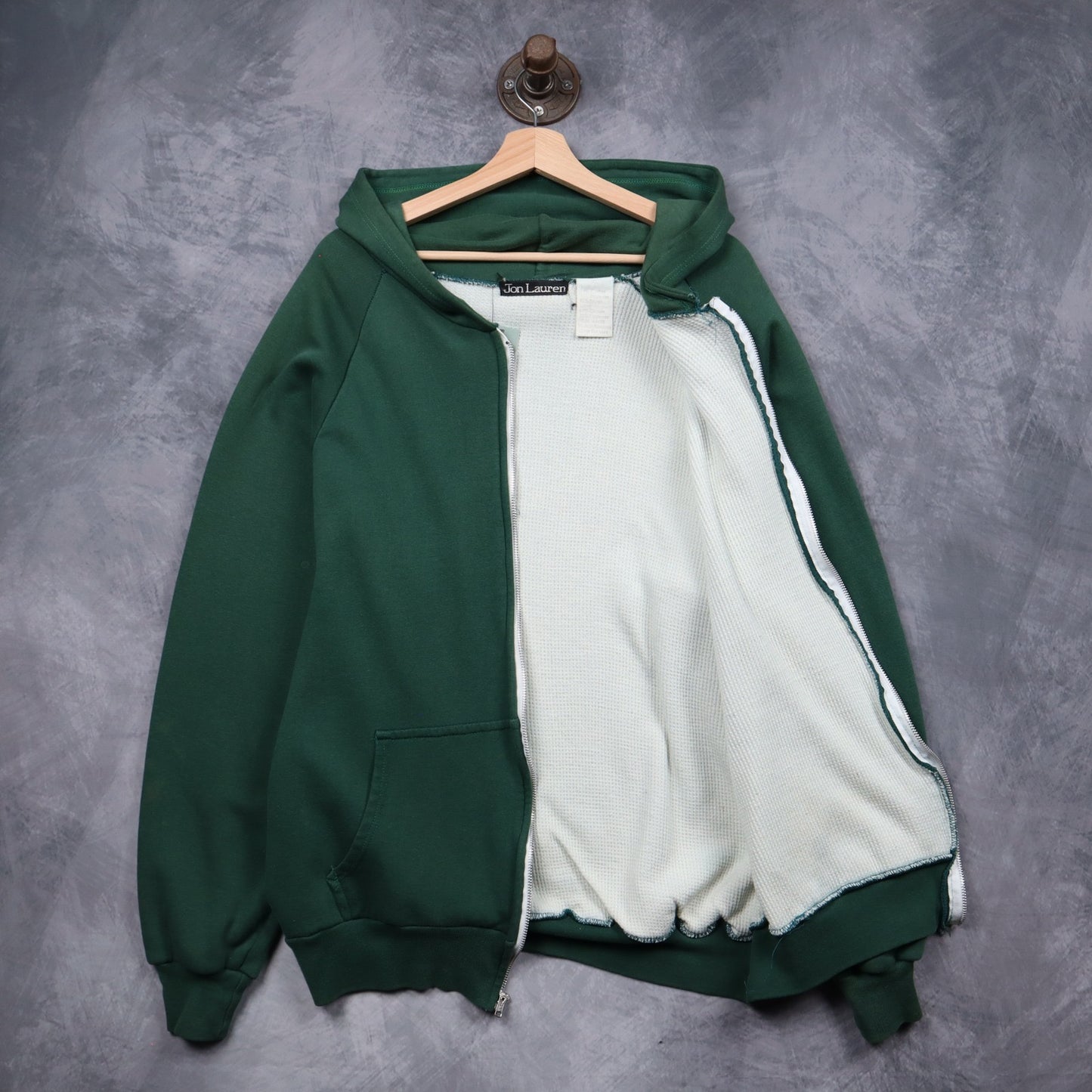 90s Green Jon Lauren Thermal Lined Zip Up Hoodie 5110