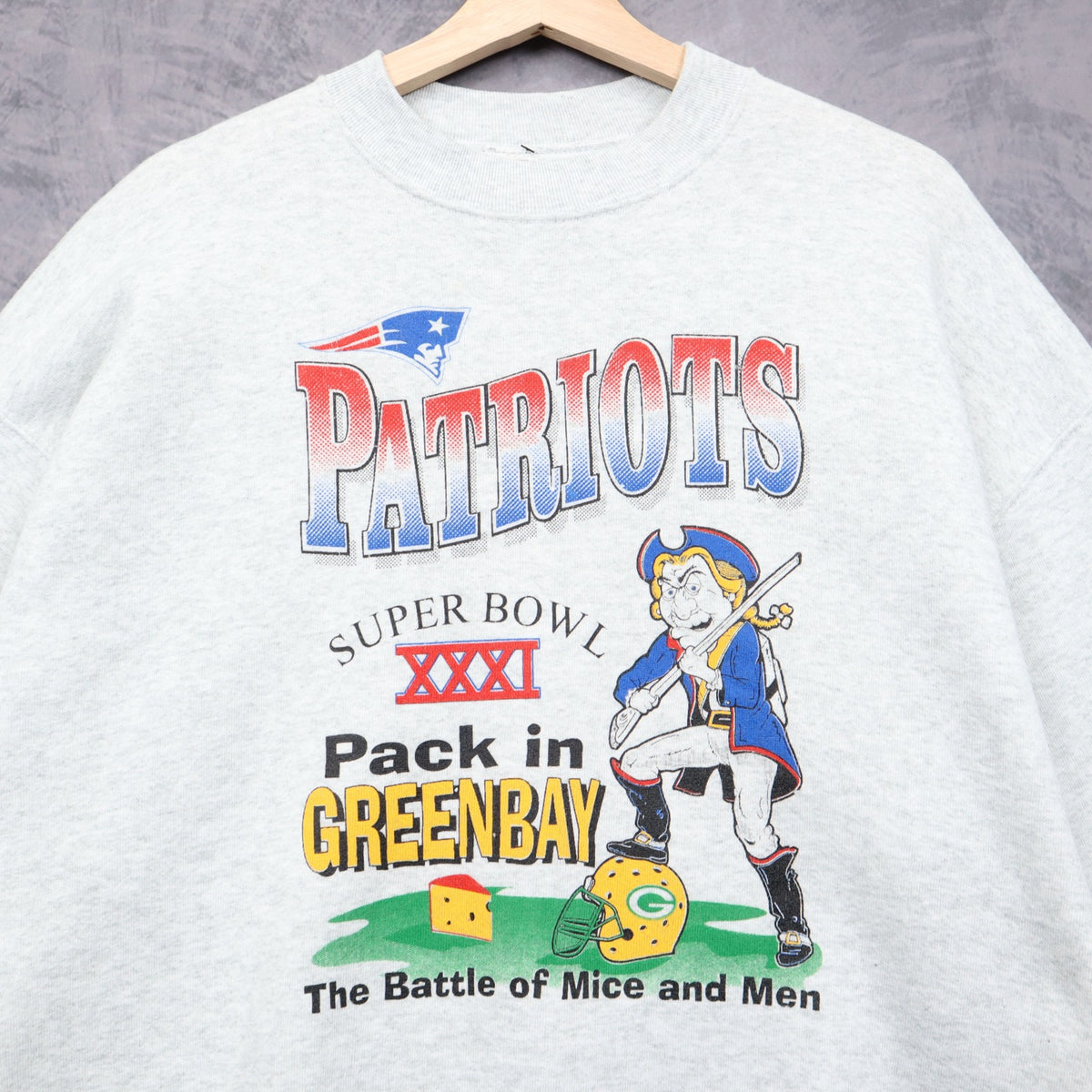 1997 Grey New England Patriots Super Bowl XXXI Crewneck Sweatshirt 6418