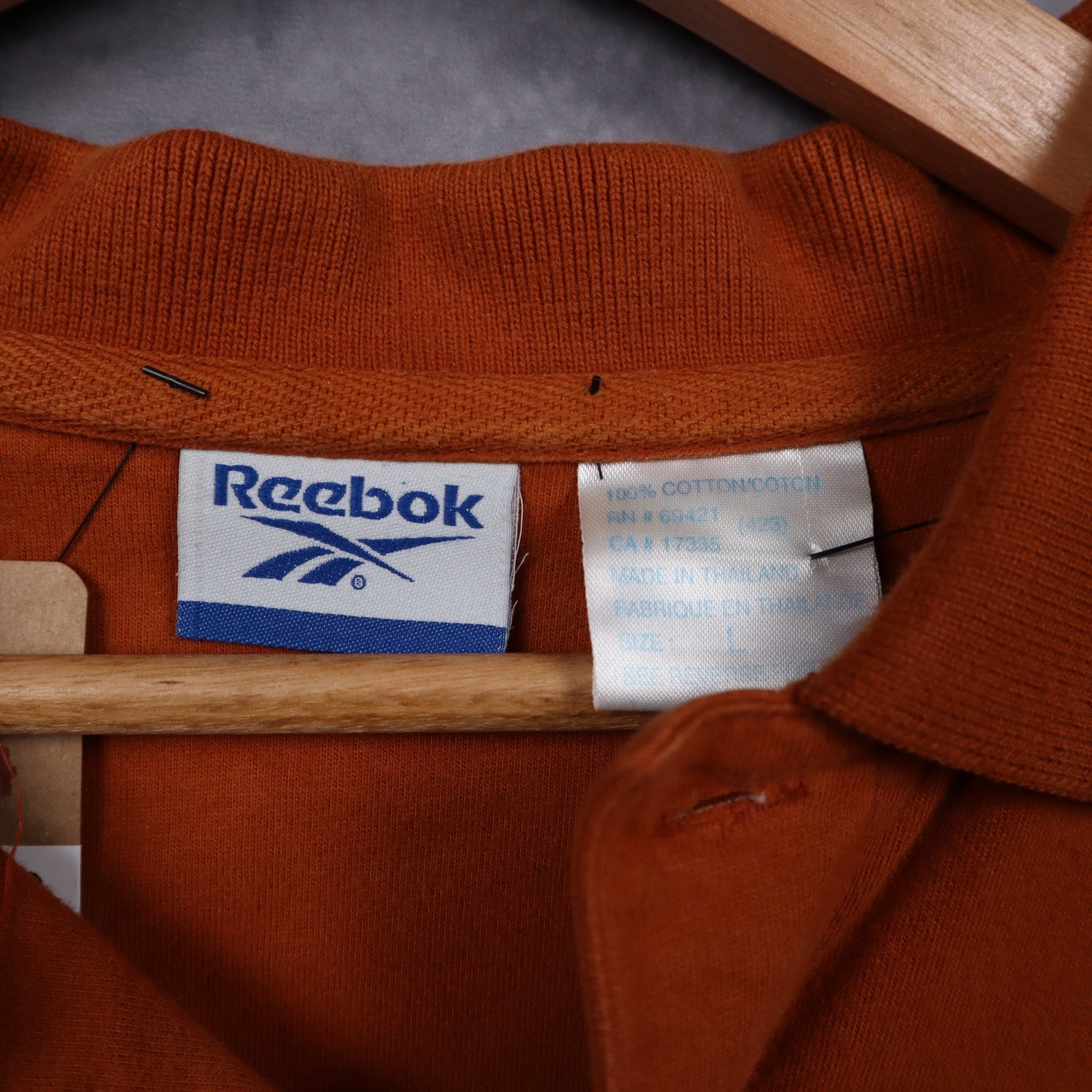 90s Burnt Orange Texas Longhorns Baseball Letterman Reebok Polo Shirt 5892