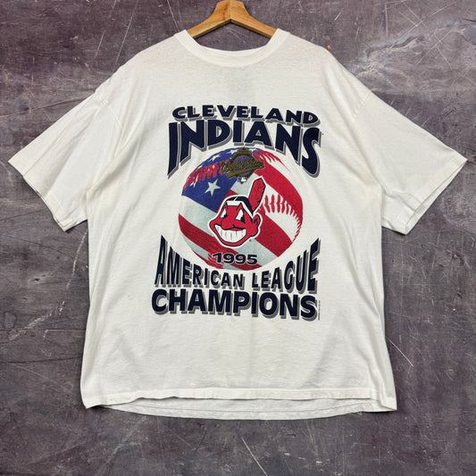 1995 White Cleveland Indians American League Champions Starter Graphic Shirt XL 0843