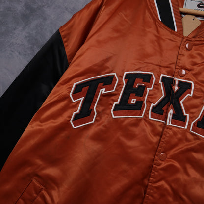 00s Burnt Orange Texas Longhorns Satin Varsity Jacket 5909