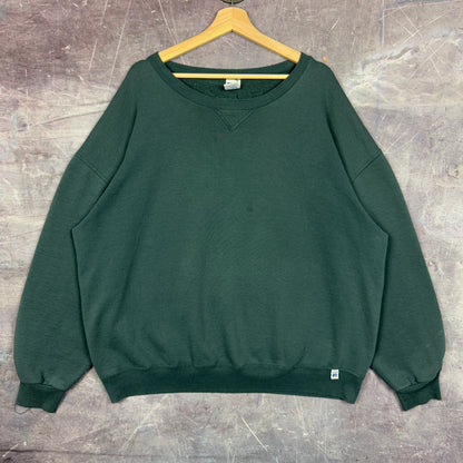 90s Forest Green Russell Athletic Blank Essential Crewneck Sweatshirt XL 1207