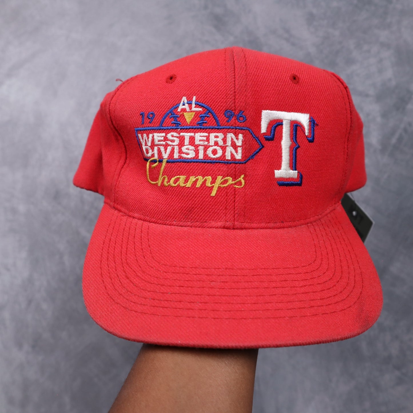 1996 Red Texas Rangers AL Western Division Champs Snapback Hat 5566