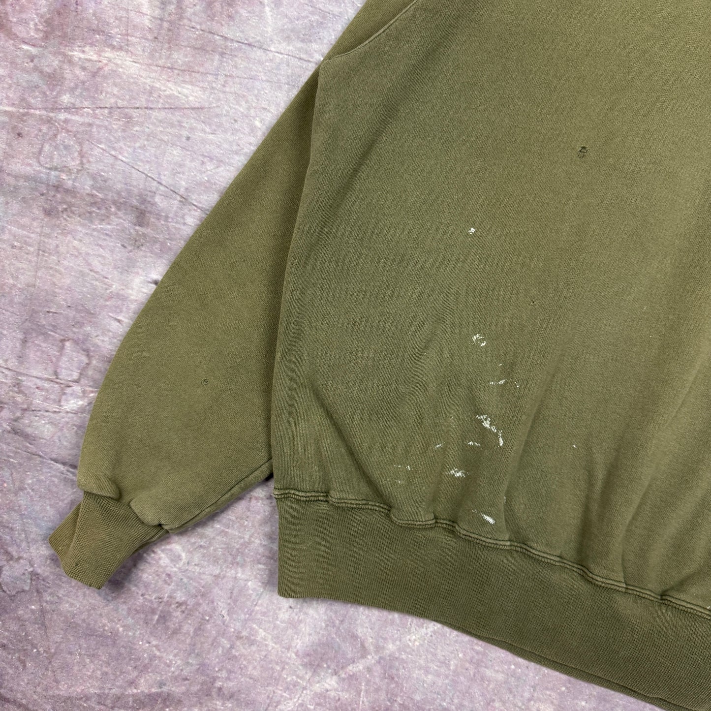 90s Faded Olive Green Champion Embroidered Logo Painter Crewneck Sweatshirt L 2691