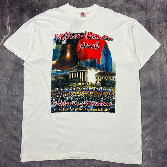 1997 White Million Woman March Graphic "Rap Tee" Shirt XXLT AJ92