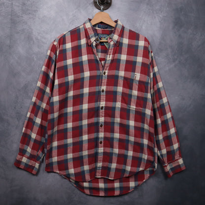 90s Red Chaps Ralph Lauren Plaid Flannel Shirt 4704