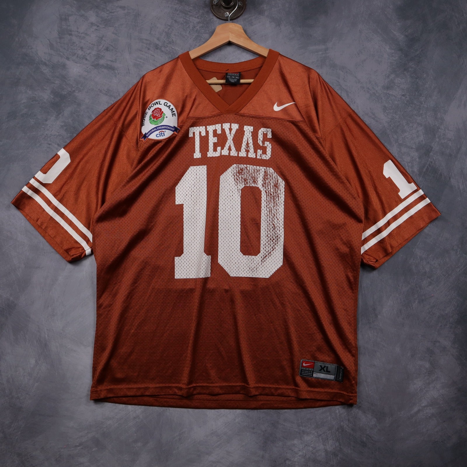 Early 00s Burnt Orange Nike Texas Longhorns Rose Bowl National Championship Jersey 5886