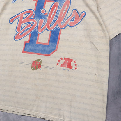 1993 Cream Buffalo Bills Striped Shirt 6704