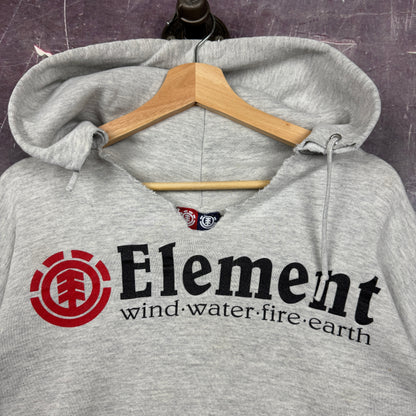 90s Light Gray Element Skateboards Wind Water Fire Earth Graphic Hoodie L 1770