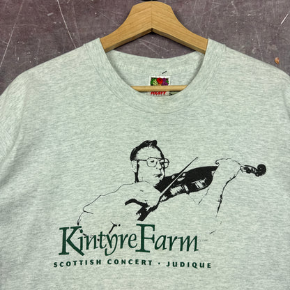 90s Heather Gray Kintyre Farm Scottish Concert Judique Violin Graphic Shirt L 2907
