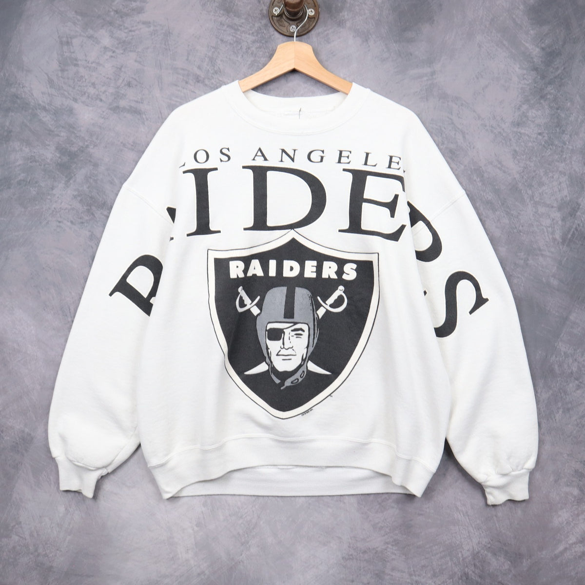 90s White Los Angeles Raiders Wraparound Crewneck Sweatshirt 6428