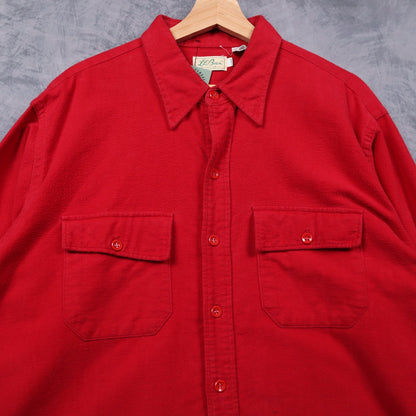 60s Red L.L. Bean Script Tag Chamois Flannel Shirt 4817