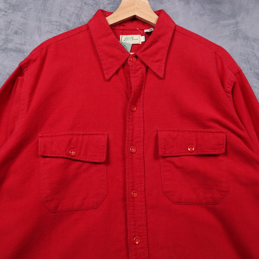 60s Red L.L. Bean Script Tag Chamois Flannel Shirt 4817