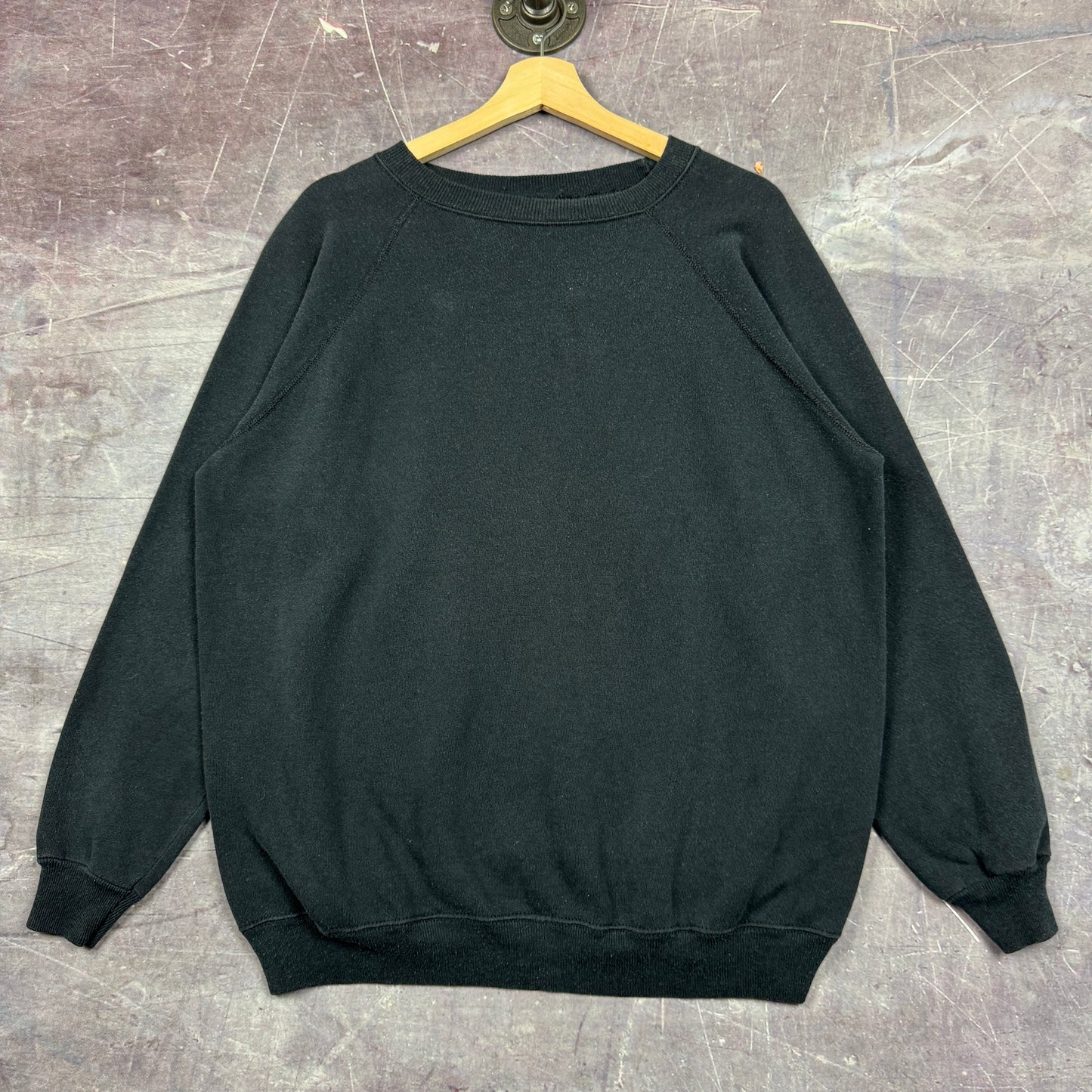 90s Black Hanes Sport Blank Essential Crewneck Sweatshirt L 1986