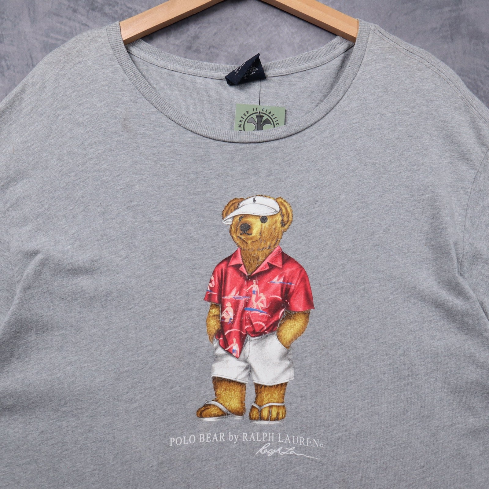 Early 2000s Grey Polo Ralph Lauren Hawaiian Bear Shirt 5405