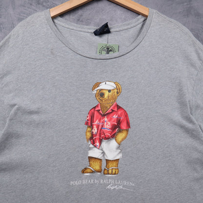 Early 2000s Grey Polo Ralph Lauren Hawaiian Bear Shirt 5405