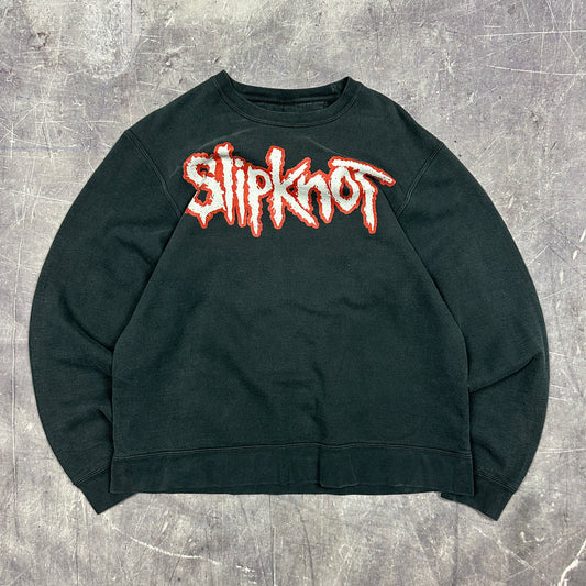 Early 00s Faded Black Slipknot Band Graphic Crewneck Sweasthirt AB39