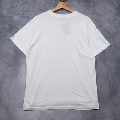80s White Safe Sex Cartoon Humor Shirt 4839