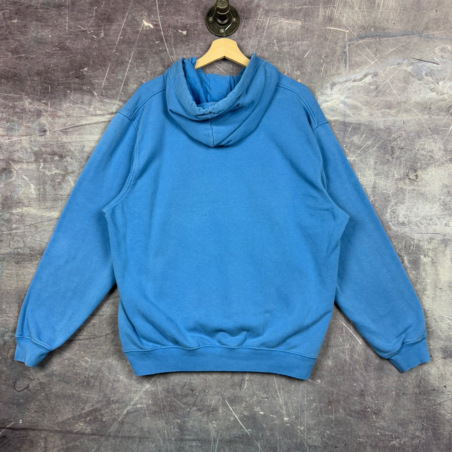 Early 00s Sky Blue Nike Essential Mini Swoosh Logo Hoodie L 1213