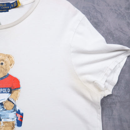Y2K White Polo Ralph Lauren Surf Bear Shirt 5544
