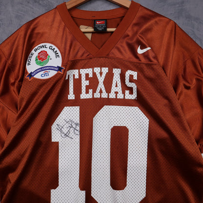 00s Orange Texas Longhorns #10 Rose Bowl National Championship Signed Nike Jersey 5887